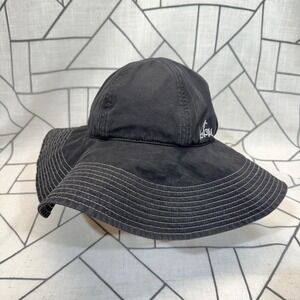 Volcom Sea Legs Sun Hat OS Black Wide Brim Cotton Canvas Floppy Bow E5611001